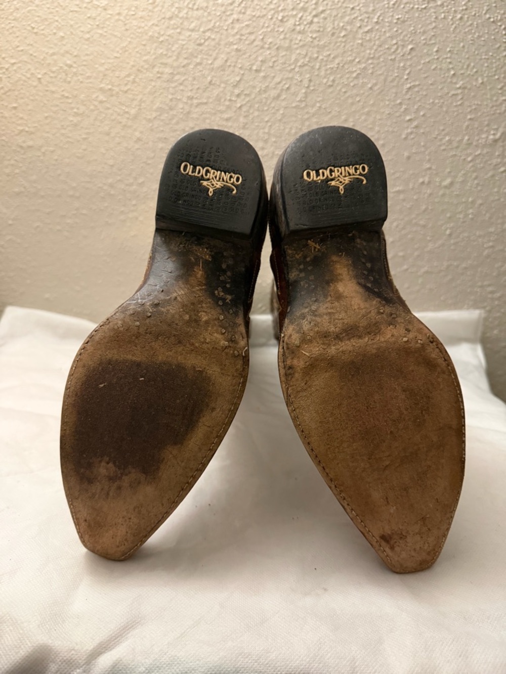 Old Gringo Tan Embroidered Leather Cowboy Boots, pre-owned, Sz7 - Picture 10 of 16